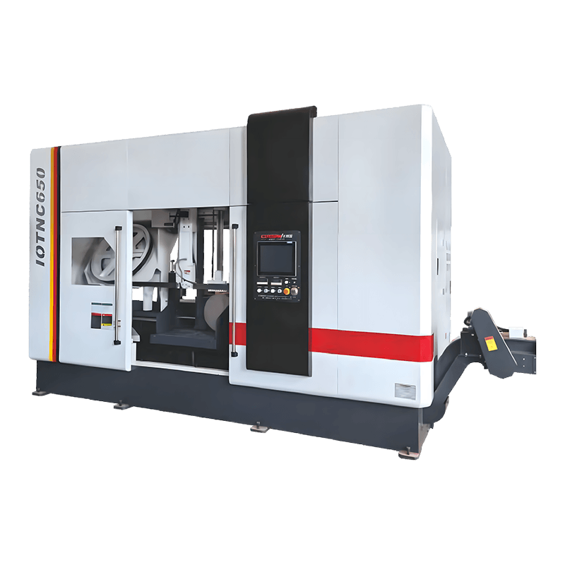 IOTNC650 เครื่องเลื่อยสายพานโลหะอัตโนมัติแบบปรับความถี่ได้ความเร็วสูง