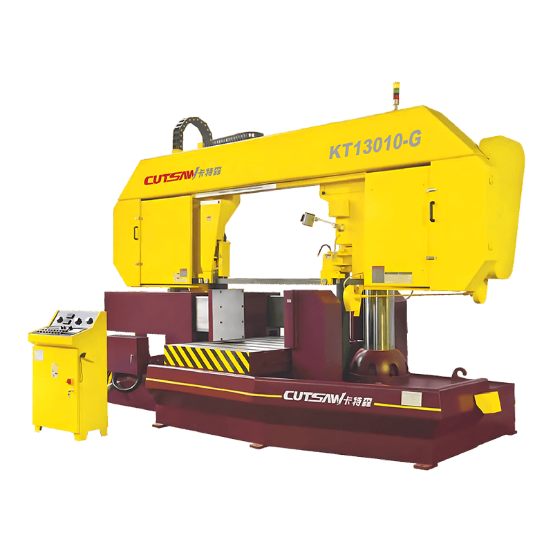 KT13010-G เครื่องเลื่อยสายพานโครงสำหรับตั้งสิ่งของแบบเสาคู่ เครื่องเลื่อยสายพานโลหะแนวนอน
