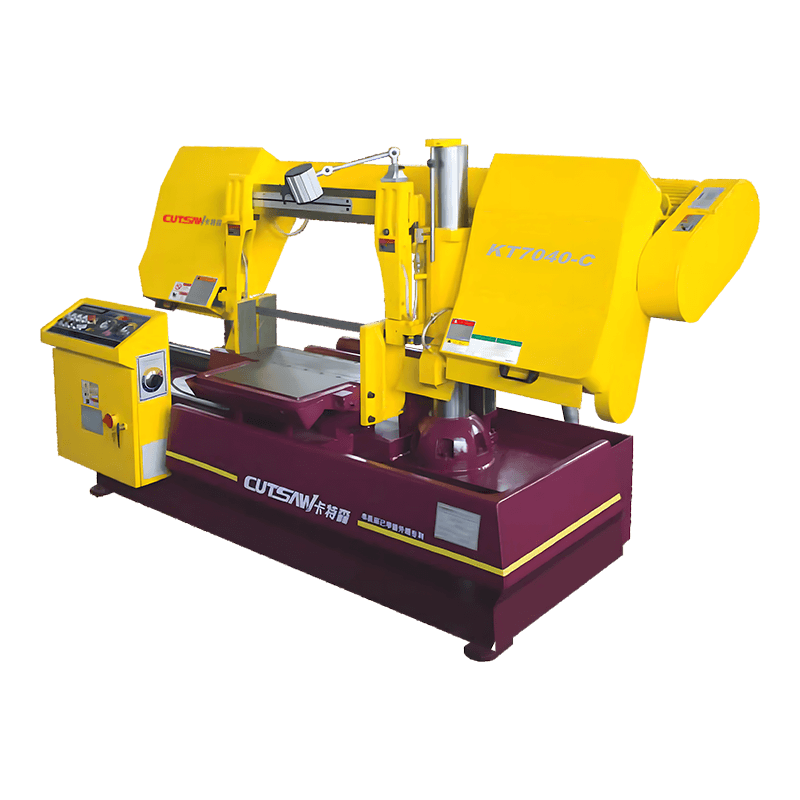 KT7040-C เครื่องเลื่อยวงเดือนตัดโลหะกึ่งอัตโนมัติแนวนอนแบบคอลัมน์คู่